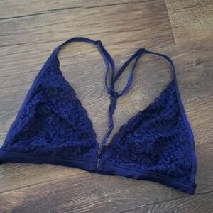 Victoria's Secret Unlined Racerback Lace Bralette in Navy Blue